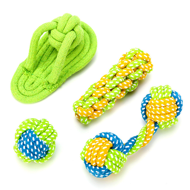 Bite-resistant Cotton Rope Teeth Cleaning Rope Knotting Cat And Dog Toy Set