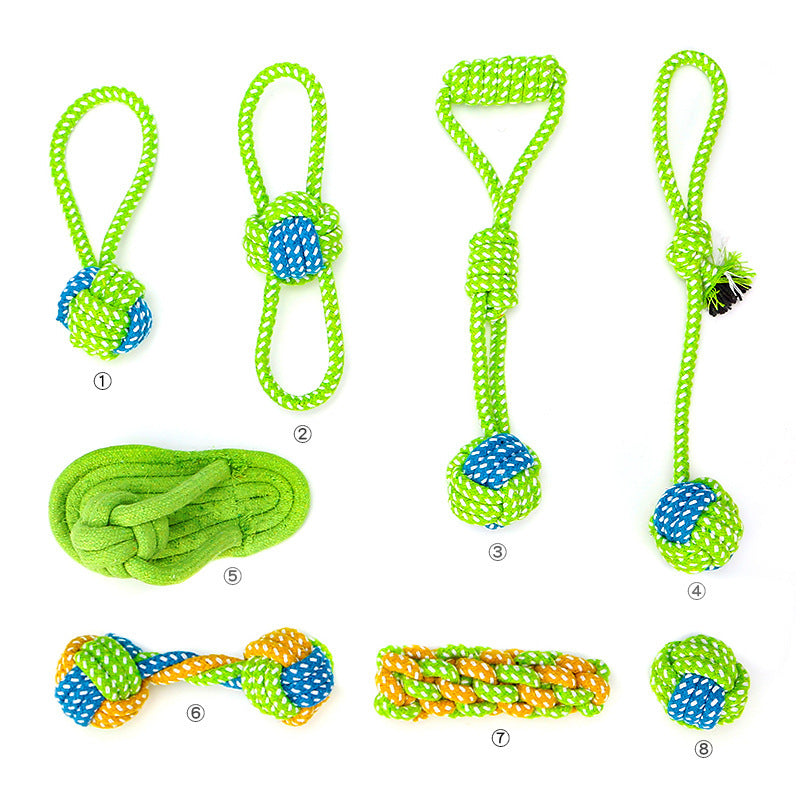 Bite-resistant Cotton Rope Teeth Cleaning Rope Knotting Cat And Dog Toy Set