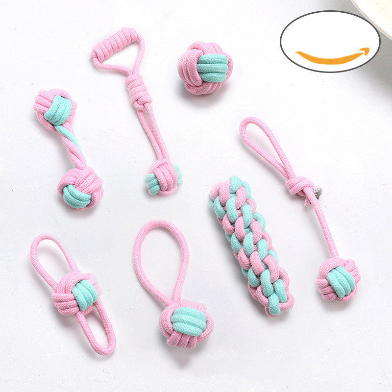 Bite-resistant Cotton Rope Teeth Cleaning Rope Knotting Cat And Dog Toy Set